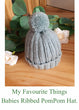 Baby Ribbed Pom Pom Hat Pattern(0-3 and 6-12 Months)